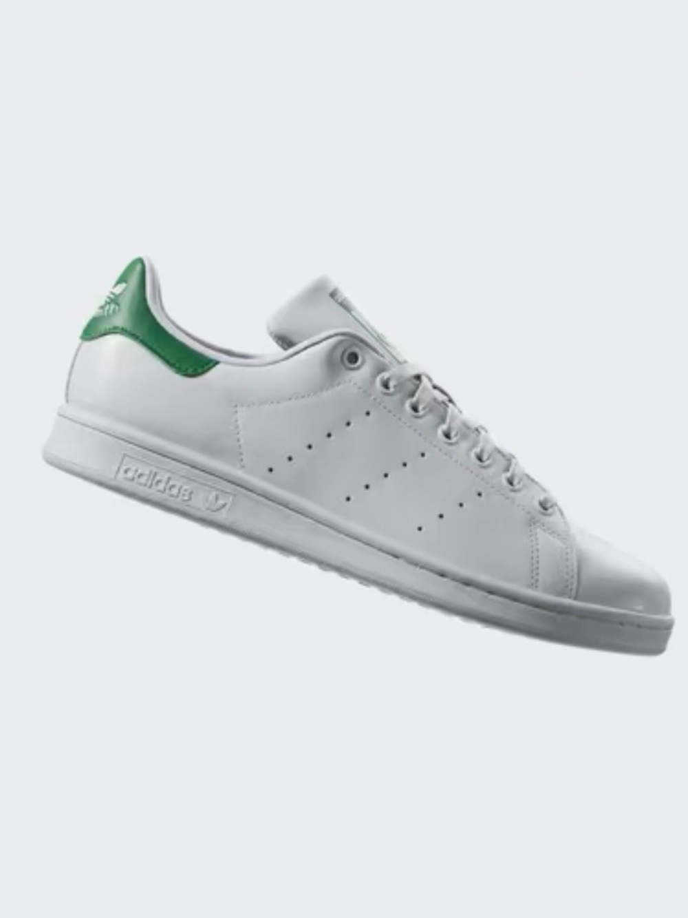 adidas White Leather Sneakers with Green Heel Accent